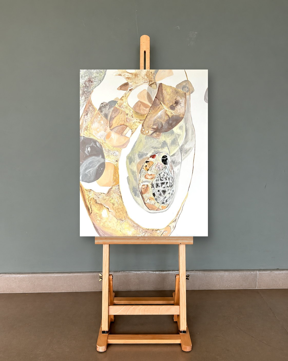Deconstruction №4, presented on a studio easel